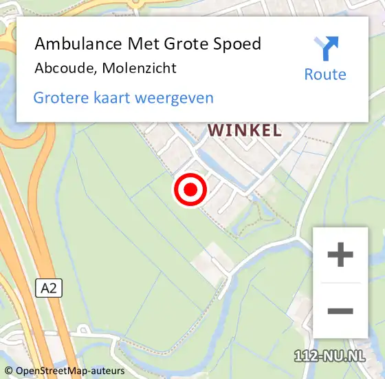 Locatie op kaart van de 112 melding: Ambulance Met Grote Spoed Naar Abcoude, Molenzicht op 24 juni 2023 16:58