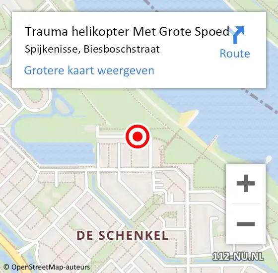 Locatie op kaart van de 112 melding: Trauma helikopter Met Grote Spoed Naar Spijkenisse, Biesboschstraat op 24 juni 2023 17:15