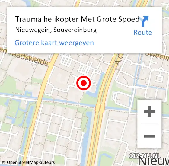 Locatie op kaart van de 112 melding: Trauma helikopter Met Grote Spoed Naar Nieuwegein, Souvereinburg op 24 juni 2023 17:29