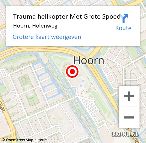 Locatie op kaart van de 112 melding: Trauma helikopter Met Grote Spoed Naar Hoorn, Holenweg op 24 juni 2023 17:39