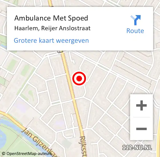 Locatie op kaart van de 112 melding: Ambulance Met Spoed Naar Haarlem, Reijer Anslostraat op 24 juni 2023 17:56