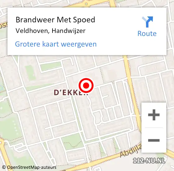 Locatie op kaart van de 112 melding: Brandweer Met Spoed Naar Veldhoven, Handwijzer op 24 juni 2023 17:58