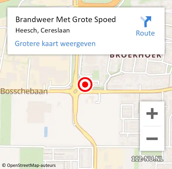 Locatie op kaart van de 112 melding: Brandweer Met Grote Spoed Naar Heesch, Cereslaan op 24 juni 2023 18:03