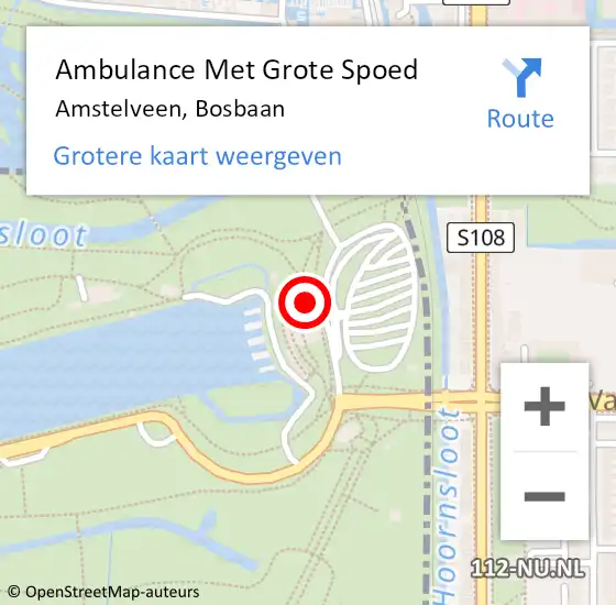 Locatie op kaart van de 112 melding: Ambulance Met Grote Spoed Naar Amstelveen, Bosbaan op 24 juni 2023 18:06