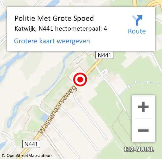 Locatie op kaart van de 112 melding: Politie Met Grote Spoed Naar Katwijk, N441 hectometerpaal: 4 op 24 juni 2023 18:09