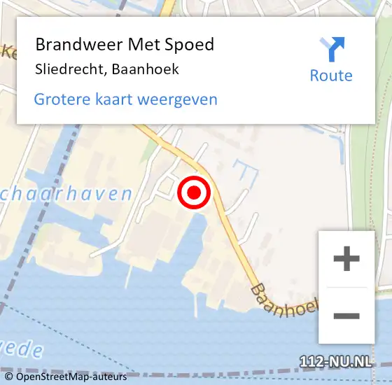 Locatie op kaart van de 112 melding: Brandweer Met Spoed Naar Sliedrecht, Baanhoek op 24 juni 2023 18:27