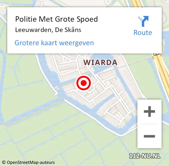 Locatie op kaart van de 112 melding: Politie Met Grote Spoed Naar Leeuwarden, De Skâns op 24 juni 2023 18:32