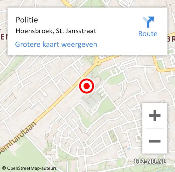 Locatie op kaart van de 112 melding: Politie Hoensbroek, St. Jansstraat op 24 juni 2023 18:54