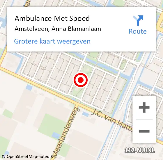 Locatie op kaart van de 112 melding: Ambulance Met Spoed Naar Amstelveen, Anna Blamanlaan op 24 juni 2023 18:57