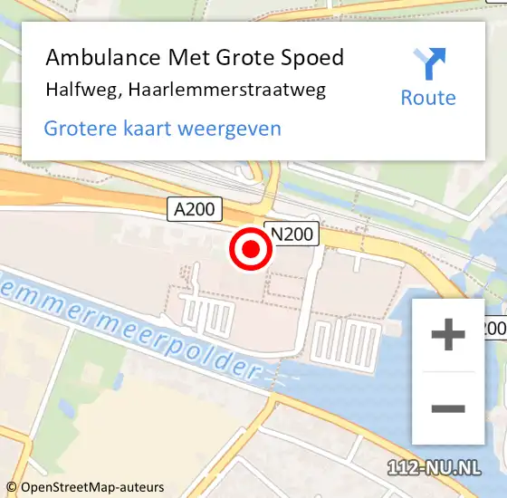 Locatie op kaart van de 112 melding: Ambulance Met Grote Spoed Naar Halfweg, Haarlemmerstraatweg op 24 juni 2023 19:07