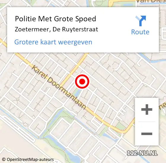 Locatie op kaart van de 112 melding: Politie Met Grote Spoed Naar Zoetermeer, De Ruyterstraat op 24 juni 2023 19:08