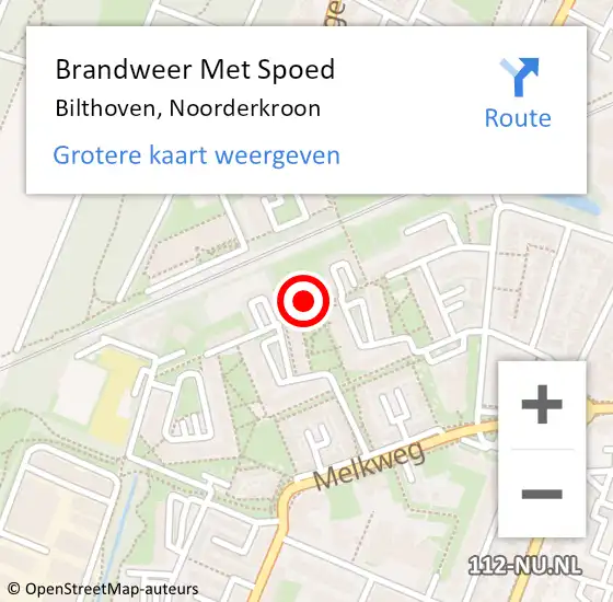 Locatie op kaart van de 112 melding: Brandweer Met Spoed Naar Bilthoven, Noorderkroon op 24 juni 2023 19:13
