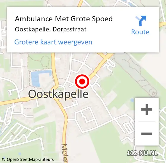 Locatie op kaart van de 112 melding: Ambulance Met Grote Spoed Naar Oostkapelle, Dorpsstraat op 24 juni 2023 19:28