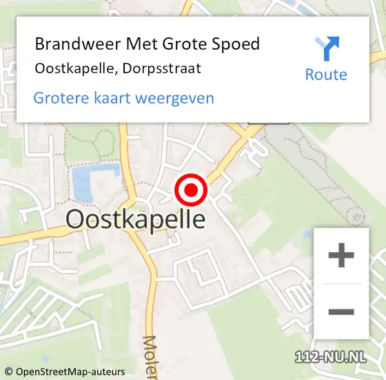 Locatie op kaart van de 112 melding: Brandweer Met Grote Spoed Naar Oostkapelle, Dorpsstraat op 24 juni 2023 19:32