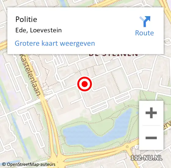 Locatie op kaart van de 112 melding: Politie Ede, Loevestein op 24 juni 2023 19:43