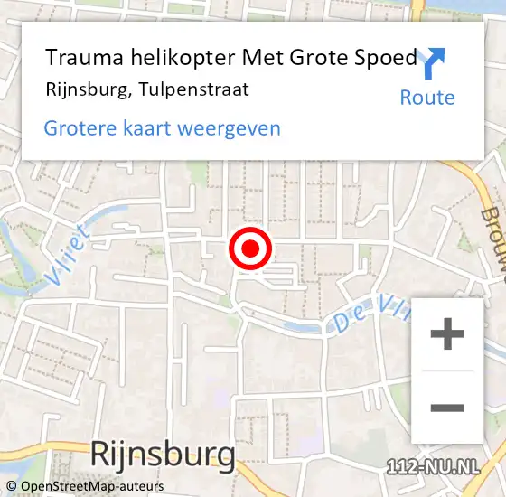 Locatie op kaart van de 112 melding: Trauma helikopter Met Grote Spoed Naar Rijnsburg, Tulpenstraat op 24 juni 2023 19:46