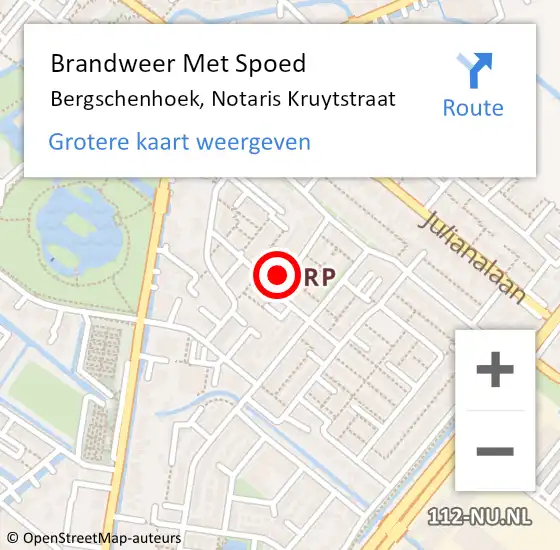 Locatie op kaart van de 112 melding: Brandweer Met Spoed Naar Bergschenhoek, Notaris Kruytstraat op 24 juni 2023 20:02