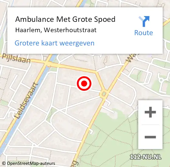 Locatie op kaart van de 112 melding: Ambulance Met Grote Spoed Naar Haarlem, Westerhoutstraat op 24 juni 2023 20:10