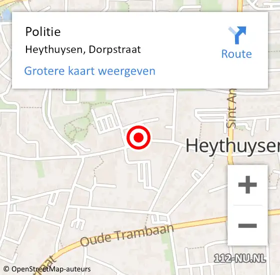 Locatie op kaart van de 112 melding: Politie Heythuysen, Dorpstraat op 24 juni 2023 20:56