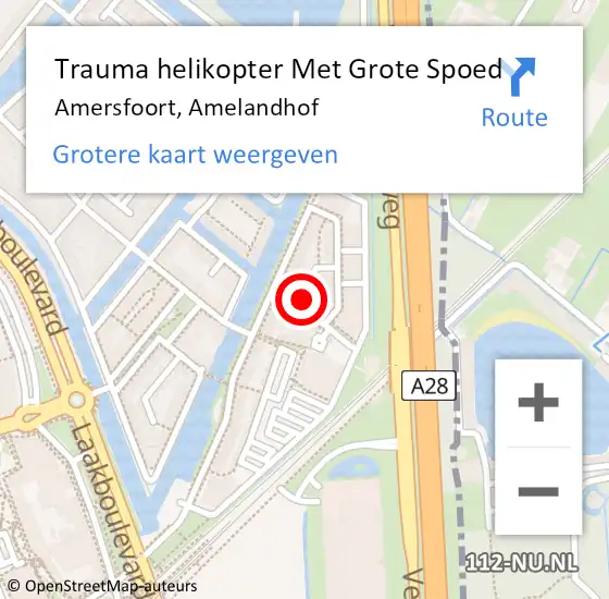 Locatie op kaart van de 112 melding: Trauma helikopter Met Grote Spoed Naar Amersfoort, Amelandhof op 24 juni 2023 21:24