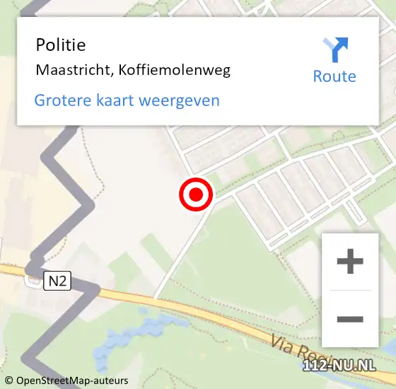 Locatie op kaart van de 112 melding: Politie Maastricht, Koffiemolenweg op 24 juni 2023 21:28