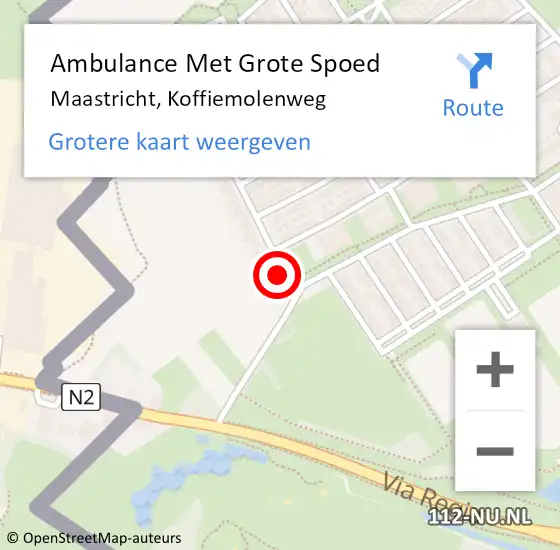 Locatie op kaart van de 112 melding: Ambulance Met Grote Spoed Naar Maastricht, Koffiemolenweg op 24 juni 2023 21:32