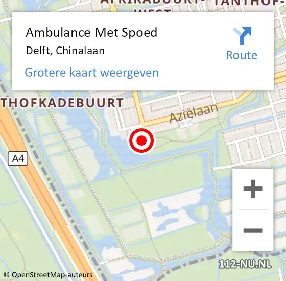 Locatie op kaart van de 112 melding: Ambulance Met Spoed Naar Delft, Chinalaan op 24 juni 2023 21:44