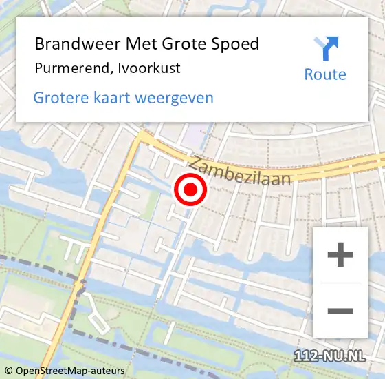 Locatie op kaart van de 112 melding: Brandweer Met Grote Spoed Naar Purmerend, Ivoorkust op 24 juni 2023 21:47