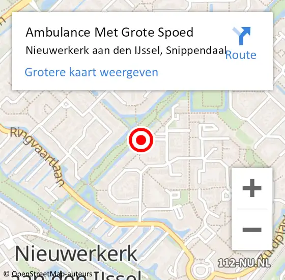 Locatie op kaart van de 112 melding: Ambulance Met Grote Spoed Naar Nieuwerkerk aan den IJssel, Snippendaal op 24 juni 2023 21:54