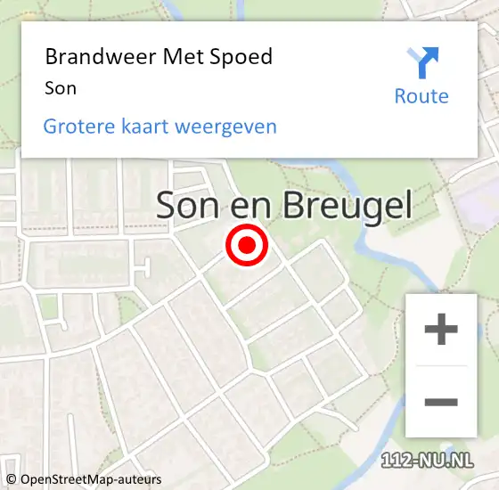 Locatie op kaart van de 112 melding: Brandweer Met Spoed Naar Son op 24 juni 2023 21:55