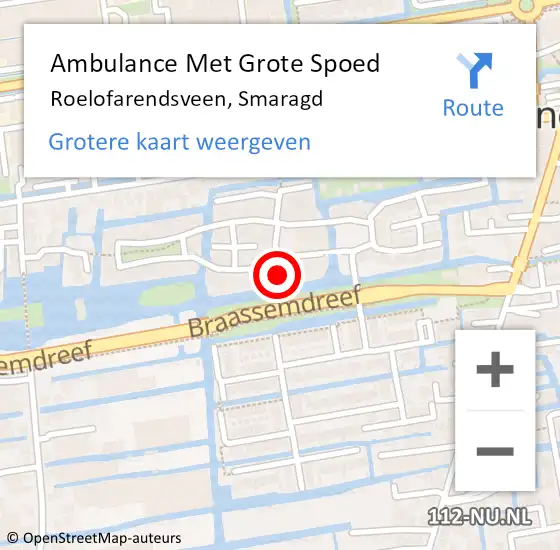 Locatie op kaart van de 112 melding: Ambulance Met Grote Spoed Naar Roelofarendsveen, Smaragd op 24 juni 2023 22:03