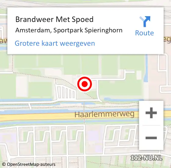Locatie op kaart van de 112 melding: Brandweer Met Spoed Naar Amsterdam, Sportpark Spieringhorn op 24 juni 2023 22:13