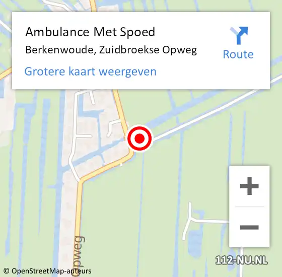 Locatie op kaart van de 112 melding: Ambulance Met Spoed Naar Berkenwoude, Zuidbroekse Opweg op 24 juni 2023 22:14