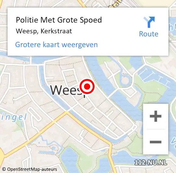 Locatie op kaart van de 112 melding: Politie Met Grote Spoed Naar Weesp, Kerkstraat op 24 juni 2023 22:48