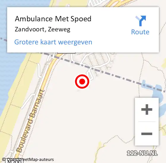 Locatie op kaart van de 112 melding: Ambulance Met Spoed Naar Zandvoort, Zeeweg op 24 juni 2023 22:51