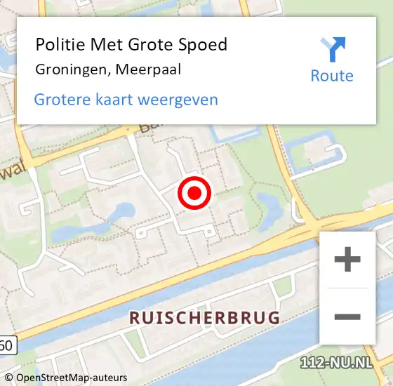 Locatie op kaart van de 112 melding: Politie Met Grote Spoed Naar Groningen, Meerpaal op 24 juni 2023 23:35