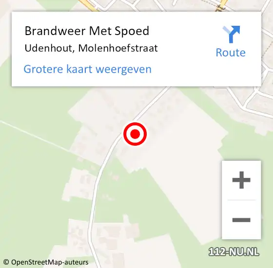 Locatie op kaart van de 112 melding: Brandweer Met Spoed Naar Udenhout, Molenhoefstraat op 25 juni 2023 00:13
