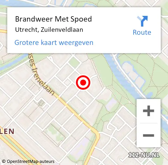 Locatie op kaart van de 112 melding: Brandweer Met Spoed Naar Utrecht, Zuilenveldlaan op 25 juni 2023 00:36