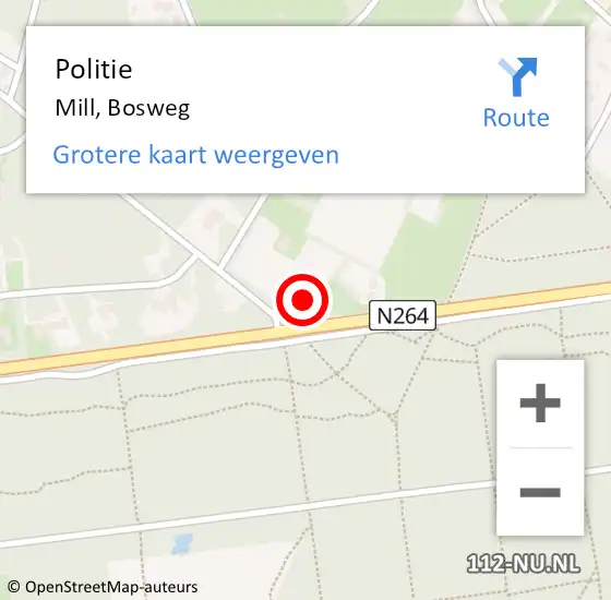 Locatie op kaart van de 112 melding: Politie Mill, Bosweg op 25 juni 2023 01:42