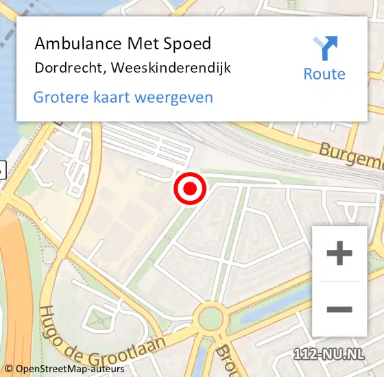Locatie op kaart van de 112 melding: Ambulance Met Spoed Naar Dordrecht, Weeskinderendijk op 25 juni 2023 02:19