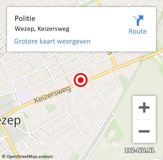 Locatie op kaart van de 112 melding: Politie Wezep, Keizersweg op 25 juni 2023 02:30