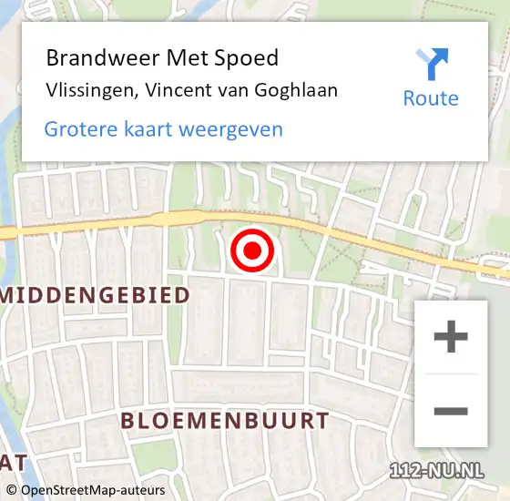 Locatie op kaart van de 112 melding: Brandweer Met Spoed Naar Vlissingen, Vincent van Goghlaan op 25 juni 2023 02:41