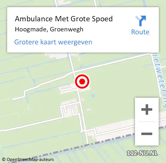 Locatie op kaart van de 112 melding: Ambulance Met Grote Spoed Naar Hoogmade, Groenwegh op 25 juni 2023 03:28