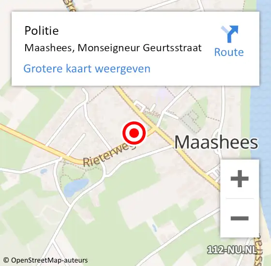 Locatie op kaart van de 112 melding: Politie Maashees, Monseigneur Geurtsstraat op 25 juni 2023 03:32