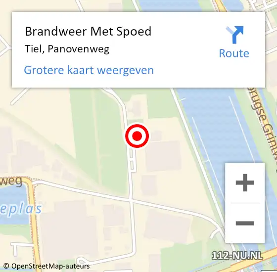 Locatie op kaart van de 112 melding: Brandweer Met Spoed Naar Tiel, Panovenweg op 25 juni 2023 03:36