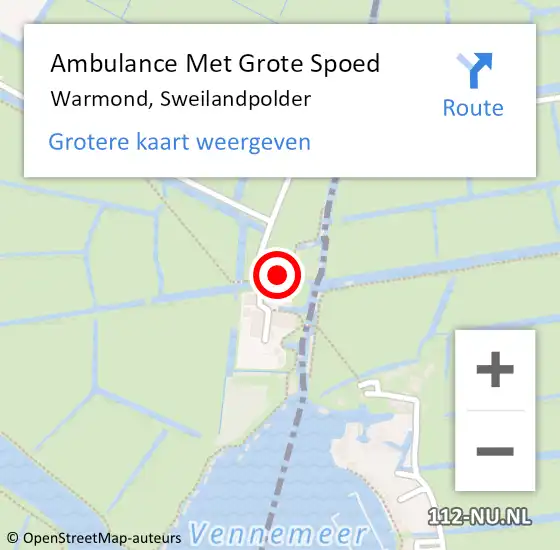 Locatie op kaart van de 112 melding: Ambulance Met Grote Spoed Naar Warmond, Sweilandpolder op 25 juni 2023 03:47