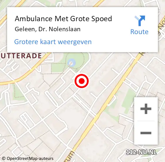 Locatie op kaart van de 112 melding: Ambulance Met Grote Spoed Naar Geleen, Dr. Nolenslaan op 30 augustus 2014 09:56