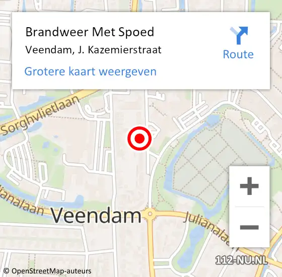 Locatie op kaart van de 112 melding: Brandweer Met Spoed Naar Veendam, J. Kazemierstraat op 25 juni 2023 05:13