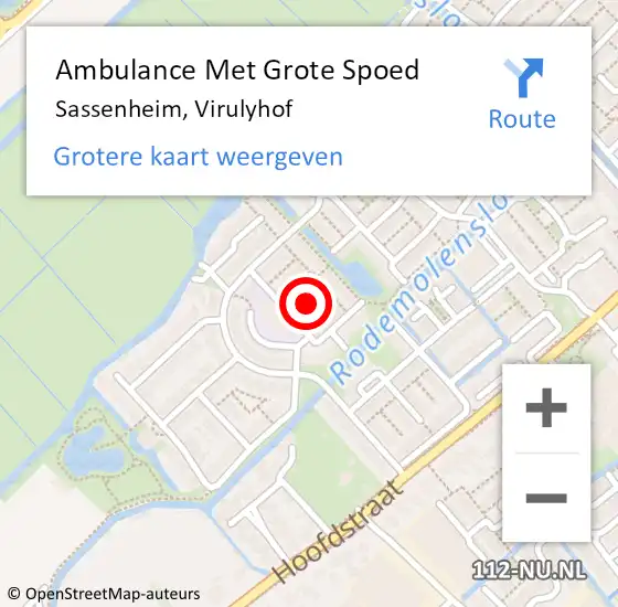 Locatie op kaart van de 112 melding: Ambulance Met Grote Spoed Naar Sassenheim, Virulyhof op 25 juni 2023 05:40