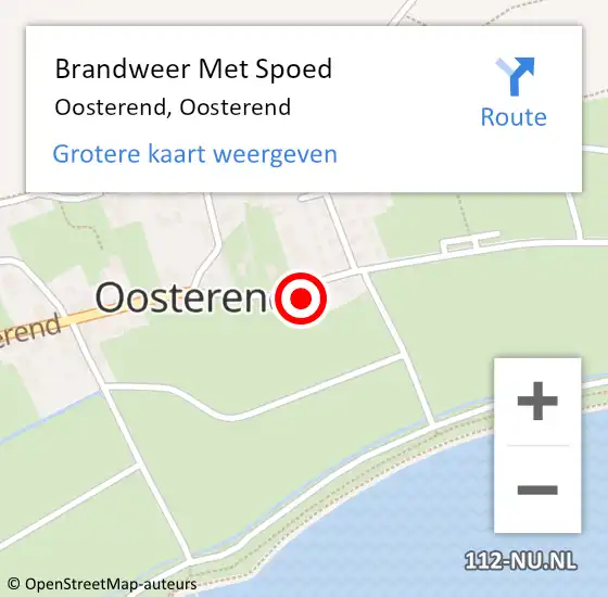 Locatie op kaart van de 112 melding: Brandweer Met Spoed Naar Oosterend, Oosterend op 25 juni 2023 07:35